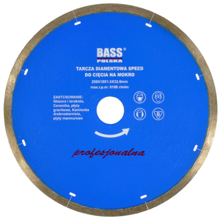 Tarcza diamentowa do glazury terakoty gresu 250mm firmy Bass Polska BP-2298