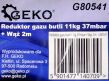 Reduktor gazu butli 11kg 37mbar propan butan + wąż firmy GEKO G80541